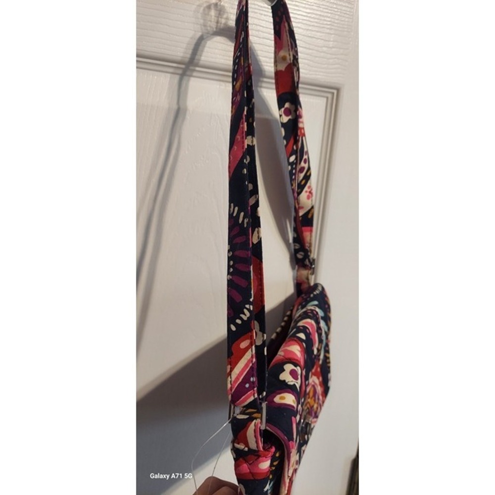 Vera Bradley Quilted Pink And Navy Blue Bag Java Floral Paisley Shoulder Purse - Picture 5 of 9
